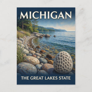 Cartão Postal Costa dos Grandes Lagos de Michigan 🌊
