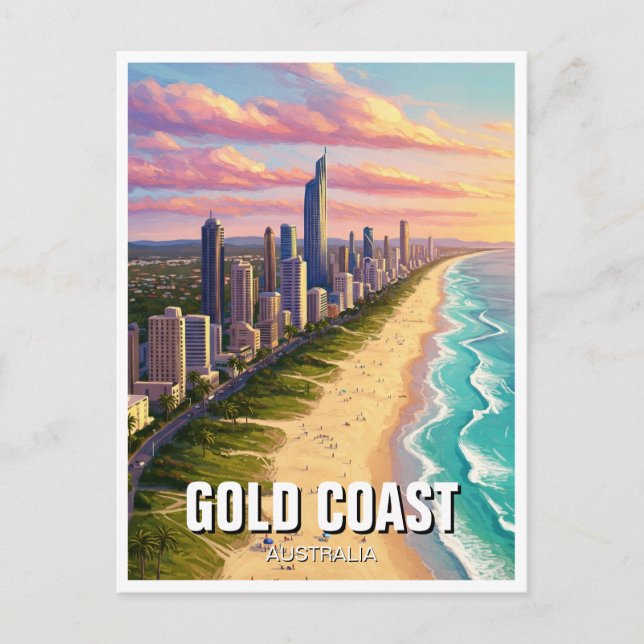 Cartão Postal Costa Dourada Viagem Austrália (Frente)