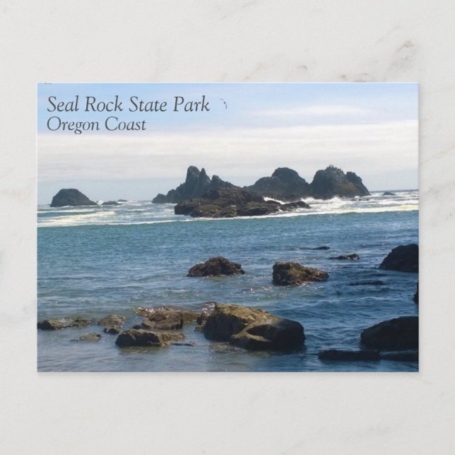 Cartão Postal Costa em Seal Rock Oregon (Frente)