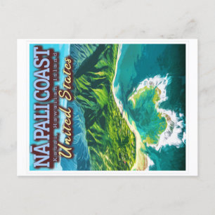 CARTÃO POSTAL COSTA NA PALI - ILHA KAUAI - HAWAII