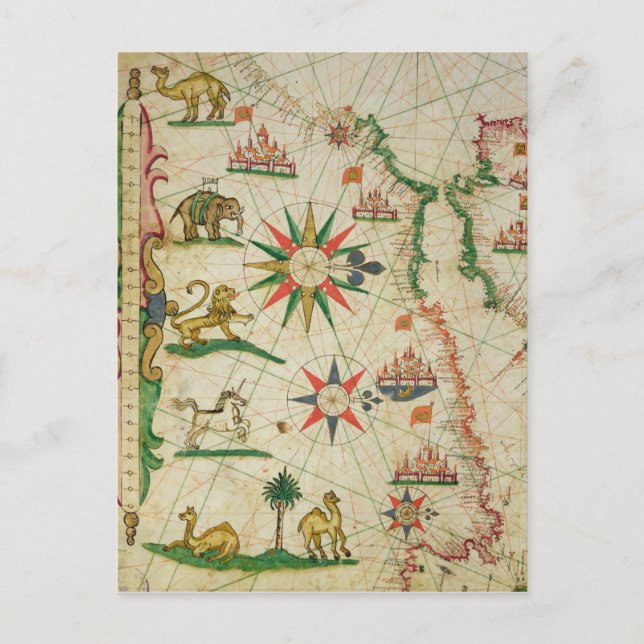 Cartão Postal Costa Norte-Africana, de um atlas náutico (Frente)