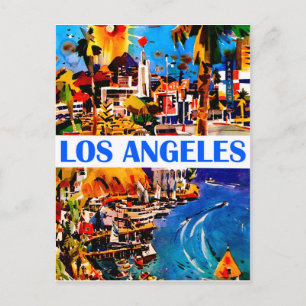 Cartão Postal costa oeste de Los Angeles, EUA, viagens vintage