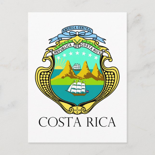 Cartão Postal COSTA RICA - emblema/pavilhão/casaco de armas/símb (Frente)