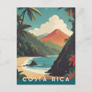 Cartão Postal Costa Rice Retro Viagem Volcano Beach Souvenir