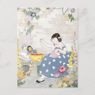 Cartão Postal Costurando um Jardim de Foxglove & Poppies