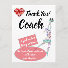 Cartão Postal Cota Inspiradora de Treinador de Netball Obrigado