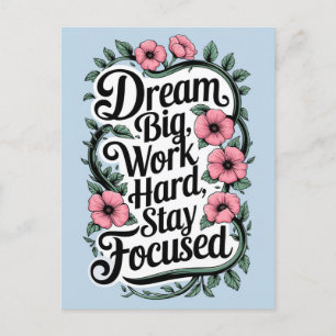 Cartão Postal Cota Motivacional e Decoração Floral