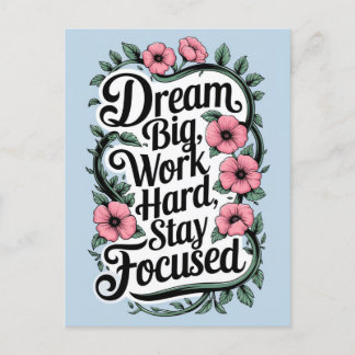Cartão Postal Cota Motivacional e Decoração Floral