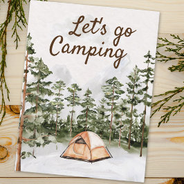 Cartão Postal Cota Personalizada Aquarela Acampamento na Naturez