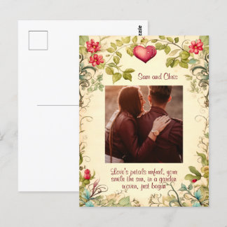 CARTÃO POSTAL COTAÇÃO DE AMOR PERSONALIZADA DO QUADRO DE GARDEN