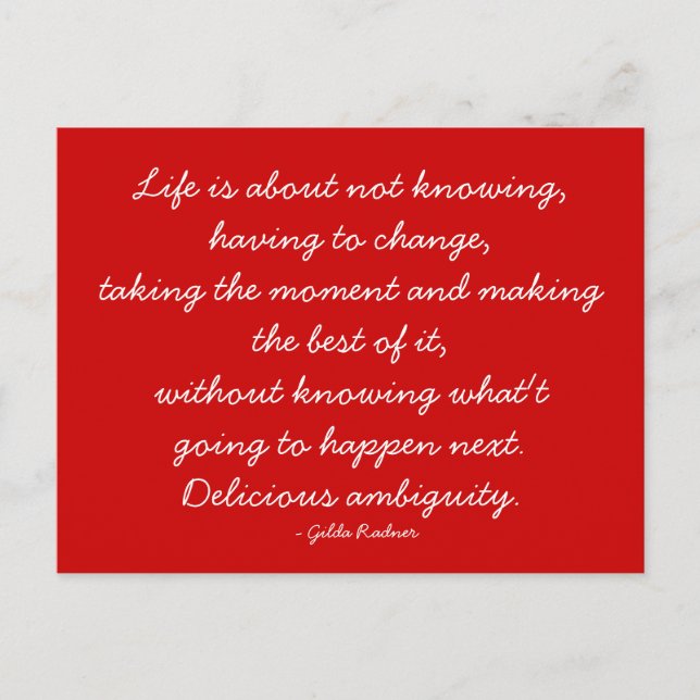 Cartão postal cotável - Vida e desafio (Frente)