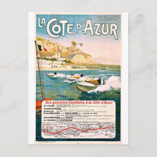 Cartão Postal Cote D' Azur, riviera francesa, corridas de barco,