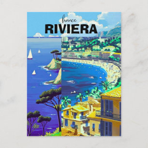 Cartão Postal CÔTE D'AZUR Modelo de Salvar a Data, Aquarela 