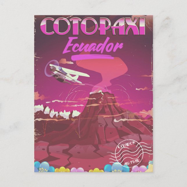 Cartão Postal Cotopaxi, poster de viagens de CORREIO AÉREO Equad (Frente)