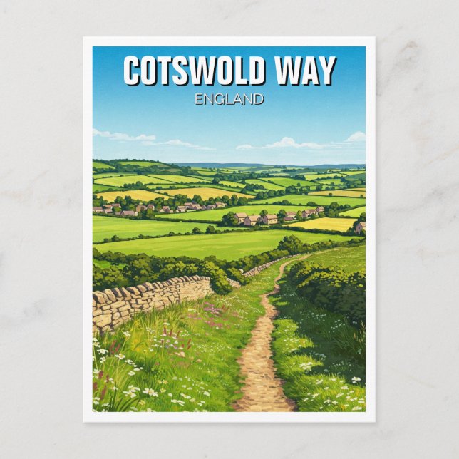 Cartão Postal Cotswold Way England Viagem (Frente)