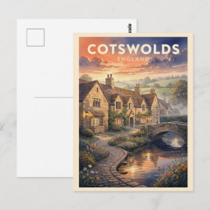 Cartão Postal Cotswolds Inglaterra Viagem Vintage