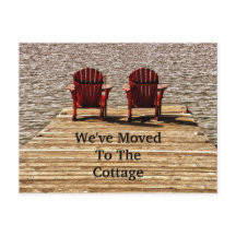 Cottage Adirondack Chairs Red Rustic Lake Moving