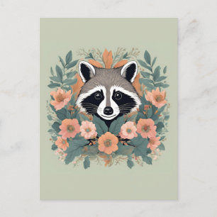 Cartão Postal Cottagecore Cute Raccoon