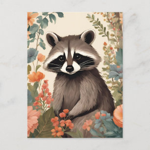 Cartão Postal Cottagecore Cute Raccoon