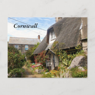 Cartão Postal Cottages em Cadgwith Cornwall Fotografia