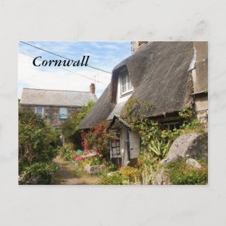Cartão Postal Cottages em Cadgwith Cornwall Fotografia