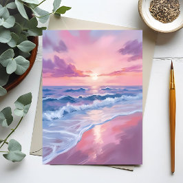 Cartão Postal Cotton Candy Beach | Pintura de Ondas Oceânicas