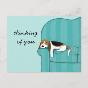 Cartão Postal Couch Beagle Feliz   Cão Cachorro Personalizado
