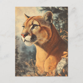 Cartão Postal Cougar Mountain Lion Portrait Postkarte