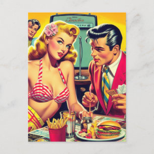 Cartão Postal Coulpe retrô de 1950