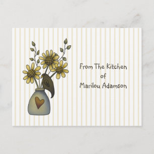 Cartão Postal Country Crow and Sunflowers Recipe Cards