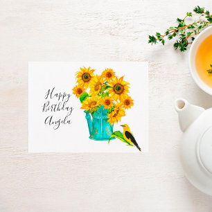 Cartão Postal Country Sunflowers Bouquet Birthday