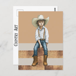 Cartão Postal Country Western Ranch Young Cowgirl No Estilo De P