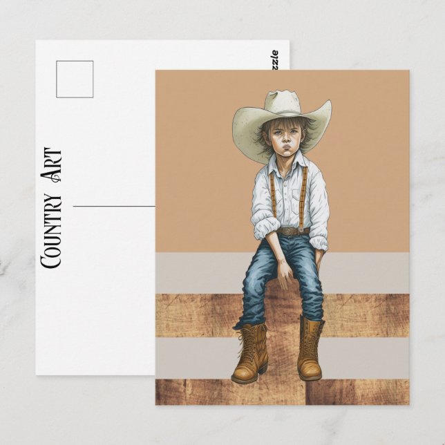 Cartão Postal Country Western Ranch Young Cowgirl No Estilo De P (Frente/Verso)