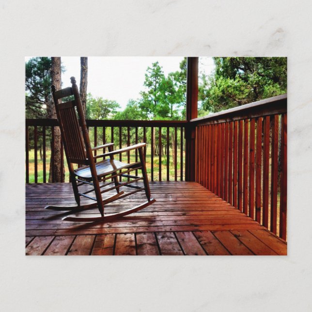 Cartão Postal Country Wooden Rocking Cadeira no Porch Postcard (Frente)