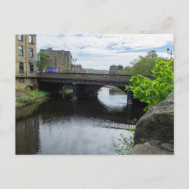 Cartão Postal County Bridge e o Rio Calder, Sowerby Bridge