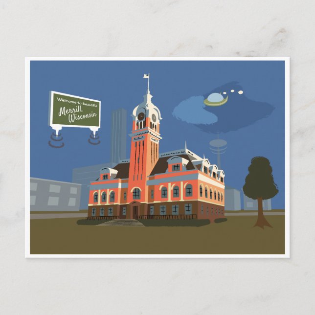 Cartão Postal County Courthouse, Merrill, Wisconsin (Frente)