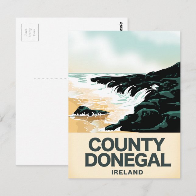 Cartão Postal County Donegal Seaside poster de viagens (Frente/Verso)