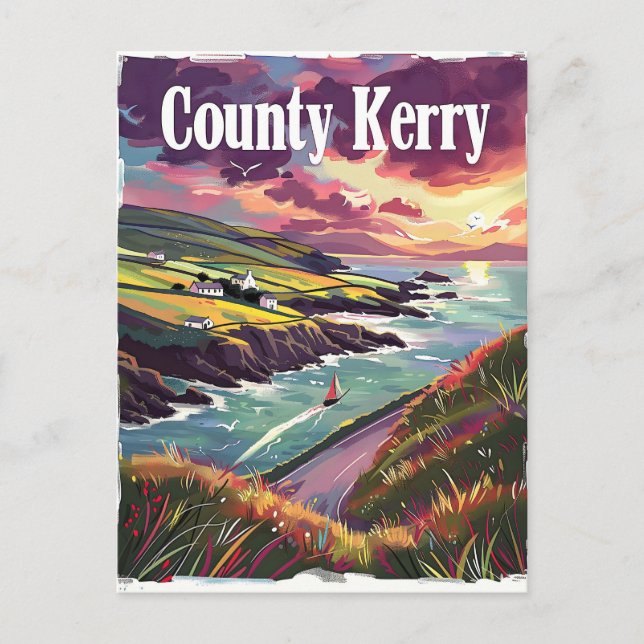 Cartão Postal County Kerry Irlanda (Frente)