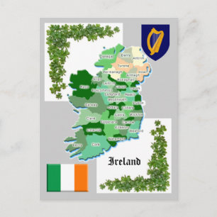 Cartão Postal County Map of Ireland