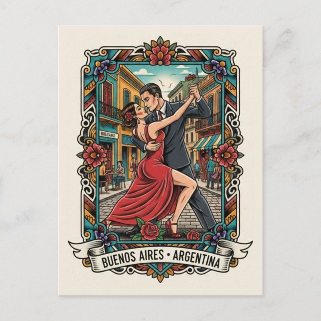 Cartão Postal Couple dancing the tango in Argentina (Frente)