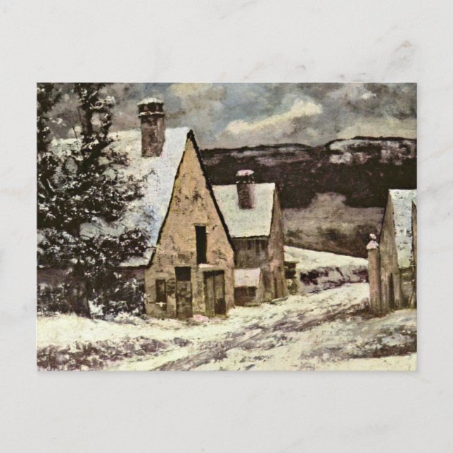 Cartão Postal Courbet - Village Street, no inverno (Frente)