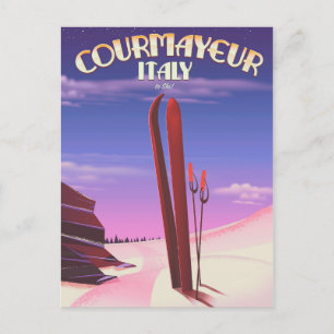 Cartão Postal Courmayeur - poster de esqui italiano