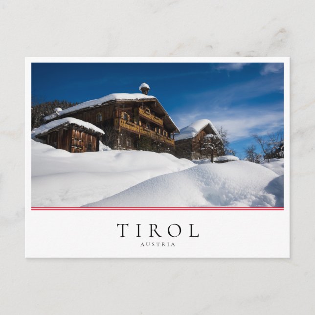 Cartão Postal Couros tradicionais de madeira em neve (Frente)