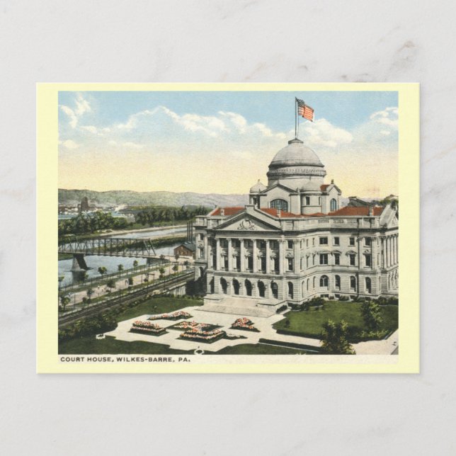 Cartão Postal Court House, Wilkes-Barre, Pensilvânia Vintage (Frente)