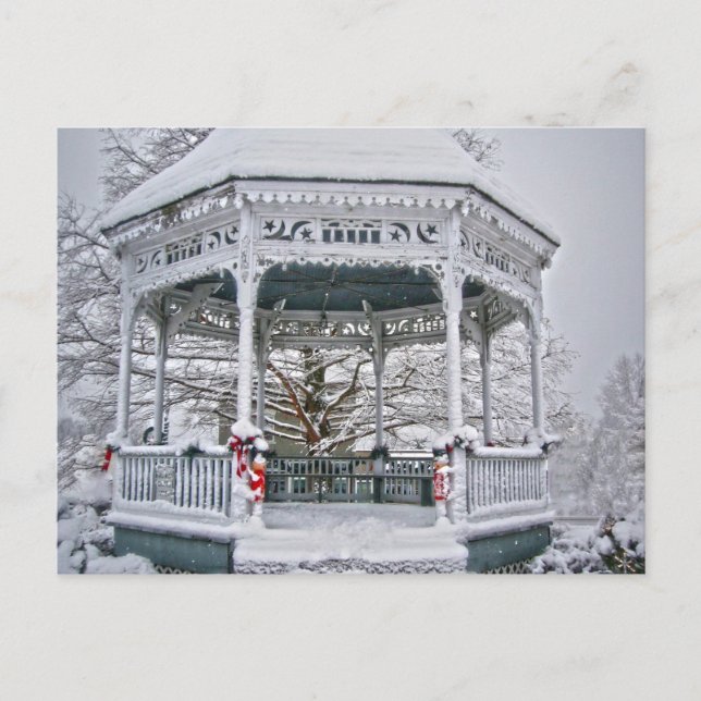 Cartão Postal Courthouse Gazebo na neve (Frente)
