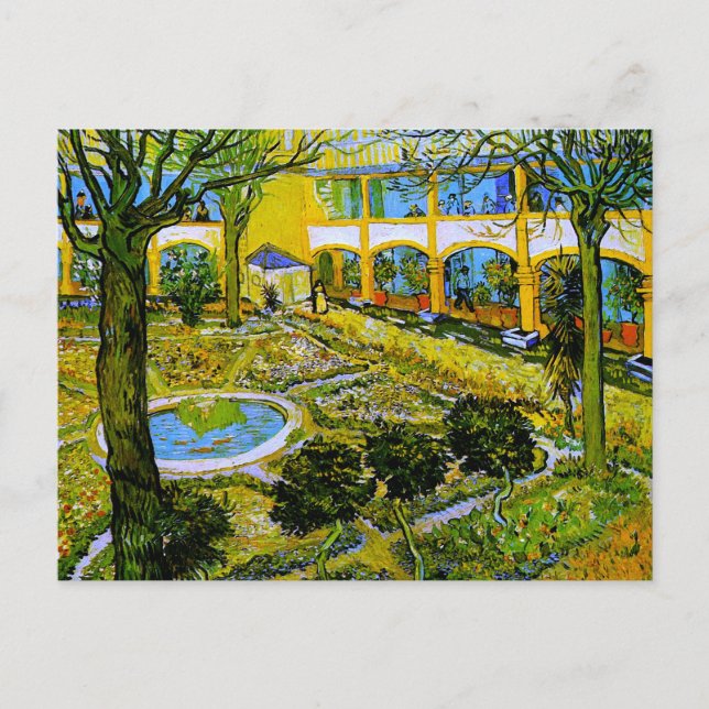 Cartão Postal Courtyard do Hospital de Arles Van Gogh de Belas A (Frente)
