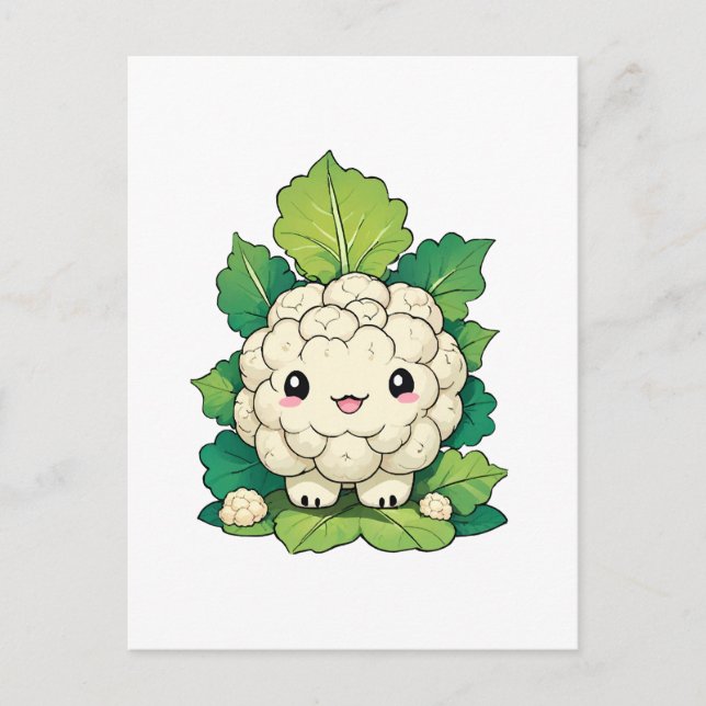 Cartão Postal Couve-flor Kawaii (Frente)