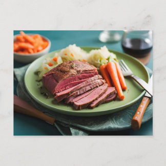 Cartão Postal Couves de carne de bovino e cenouras