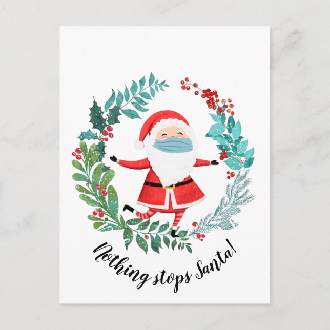 Cartão Postal covid19 2020 nada pára Papais noeis de natal (Frente)