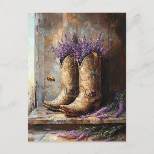 Cartão Postal Cowboy Boots Lavanda e Abelha Mel
